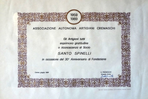 Riconoscimento Santo Spinelli - associazione artigiani cremaschi